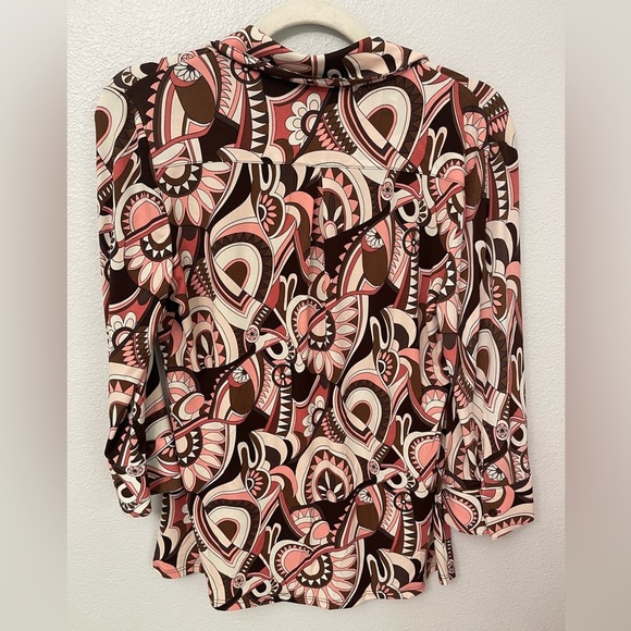 INC International Concepts Retro Print Button Front Blouse Women's Large NWT - Picture 6 of 10